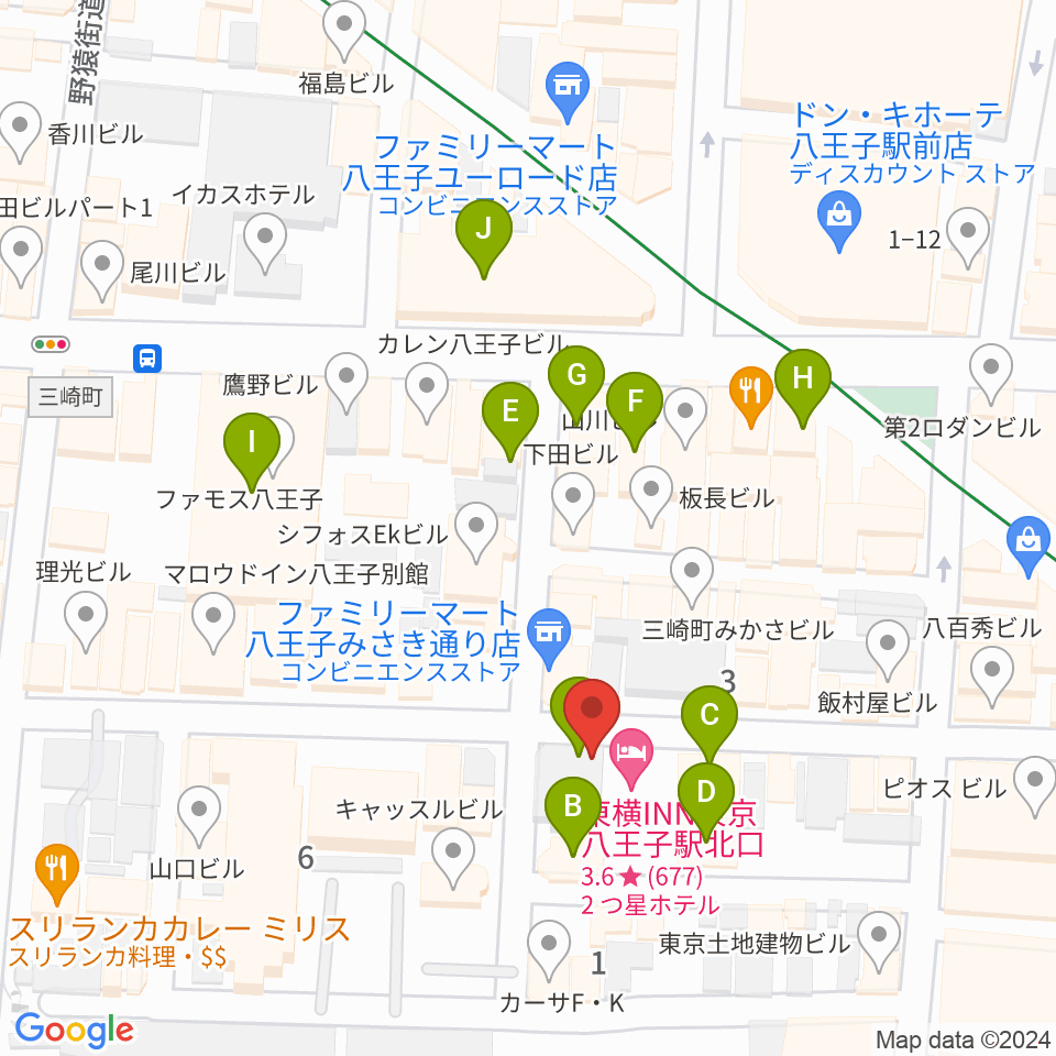 八王子papaBeat周辺のカフェ一覧地図