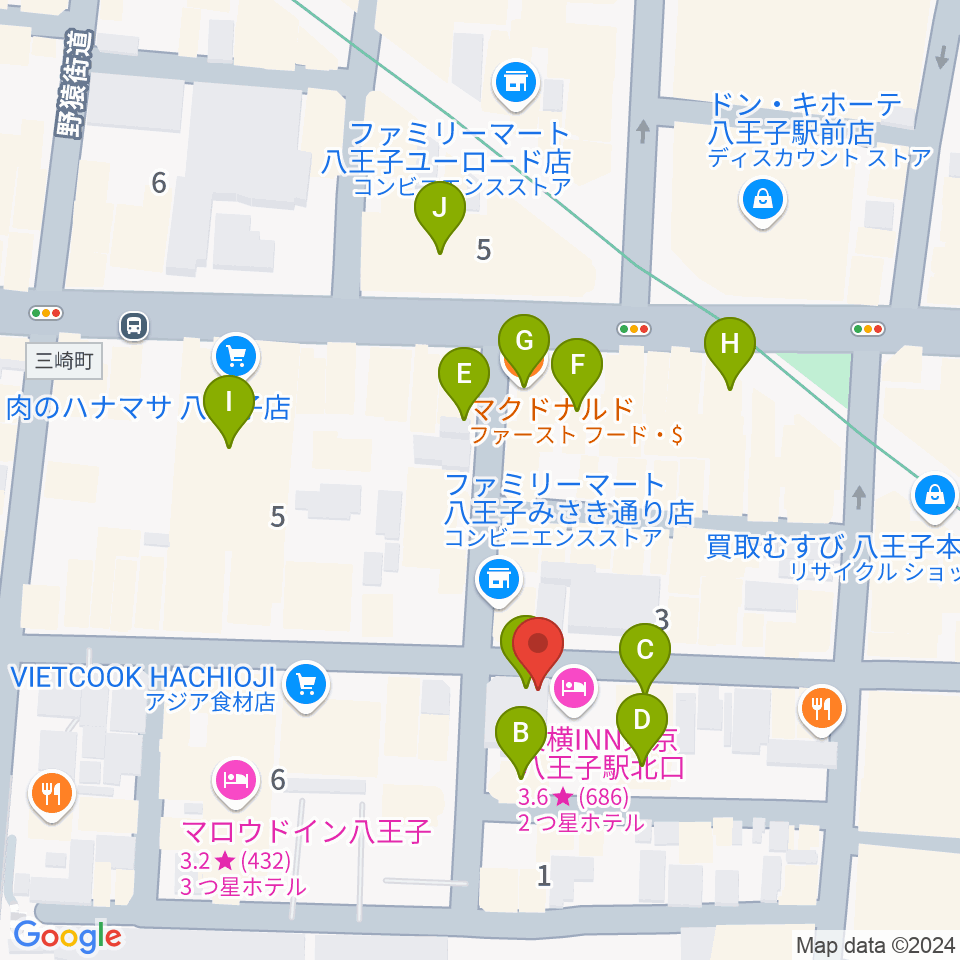 八王子papaBeat周辺のカフェ一覧地図