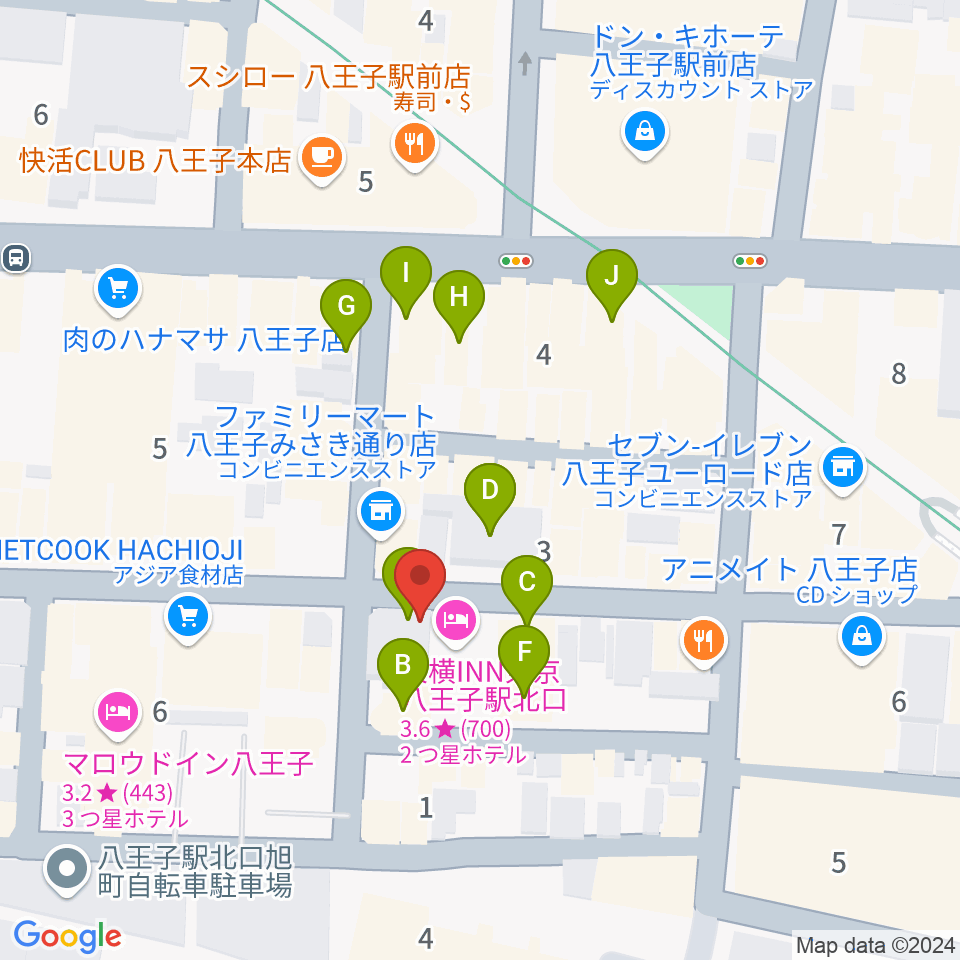 八王子papaBeat周辺のカフェ一覧地図