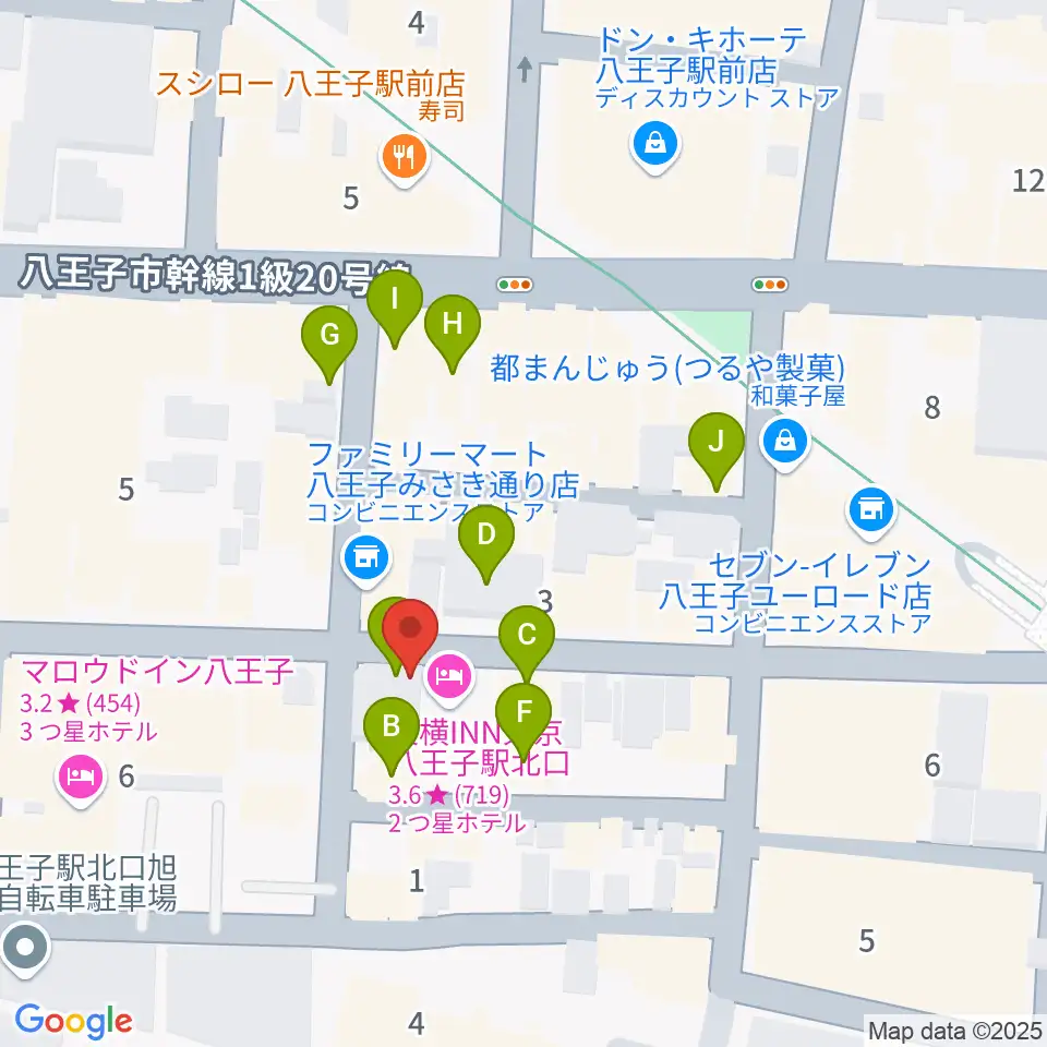 八王子papaBeat周辺のカフェ一覧地図