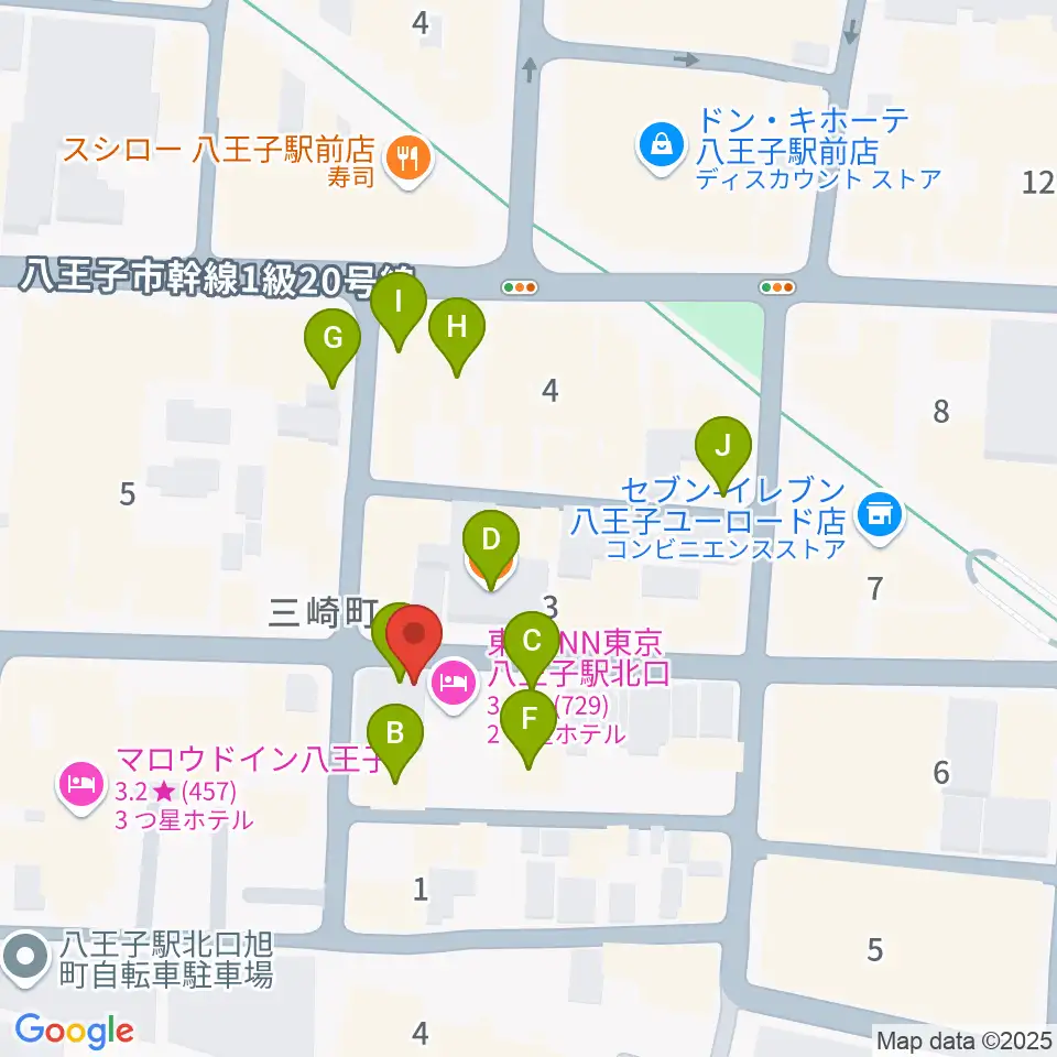 八王子papaBeat周辺のカフェ一覧地図