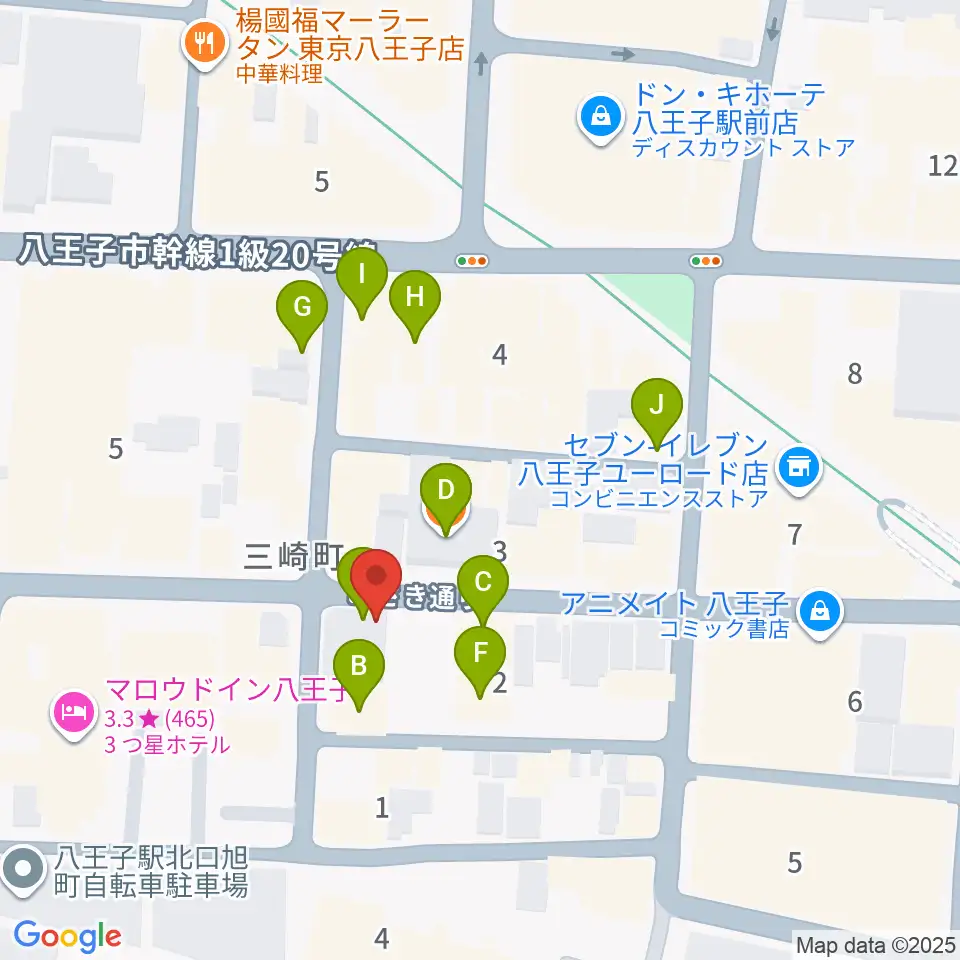 八王子papaBeat周辺のカフェ一覧地図