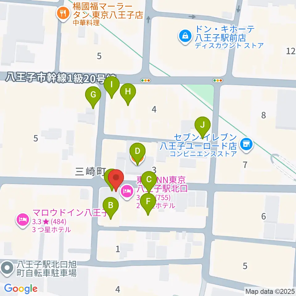 八王子papaBeat周辺のカフェ一覧地図