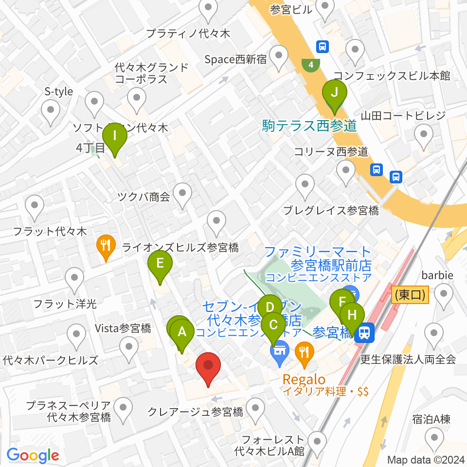 参宮橋トランスミッション周辺のカフェ一覧地図