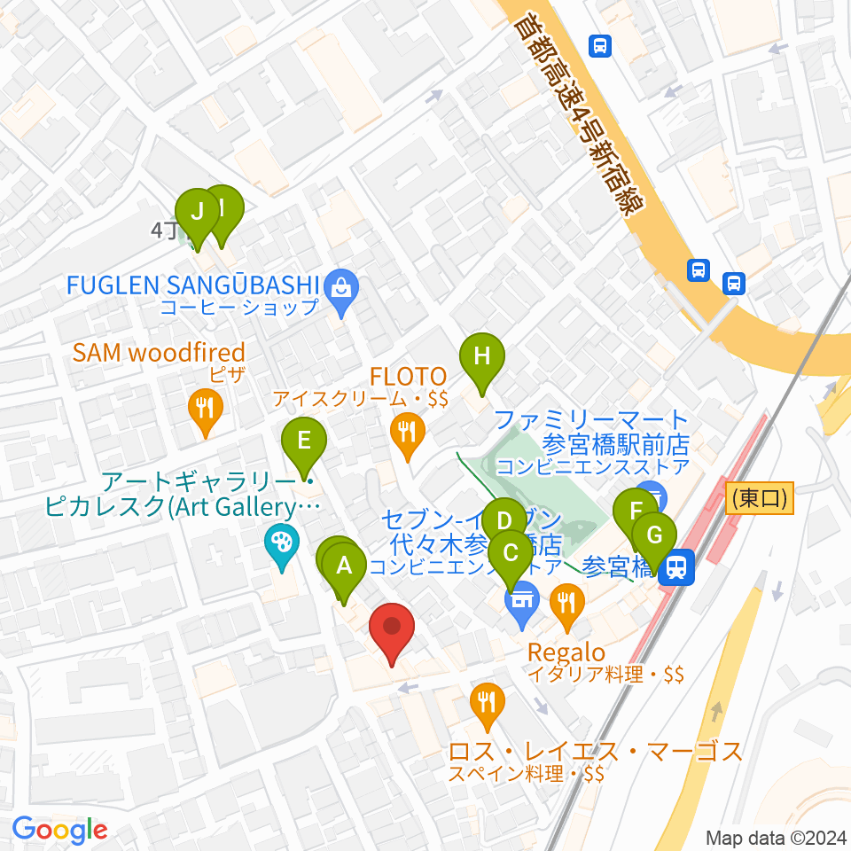 参宮橋トランスミッション周辺のカフェ一覧地図