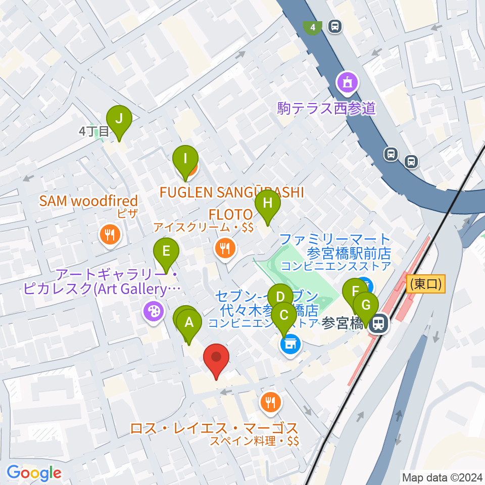 参宮橋トランスミッション周辺のカフェ一覧地図