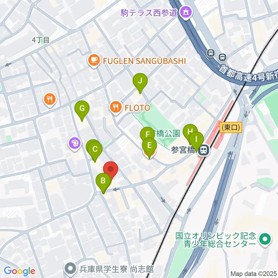 参宮橋トランスミッション周辺のカフェ一覧地図