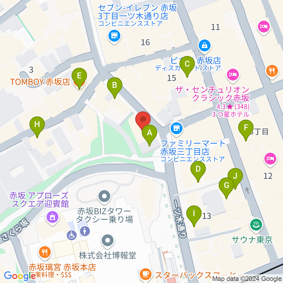 赤坂COUNTRY HOUSE周辺のカフェ一覧地図