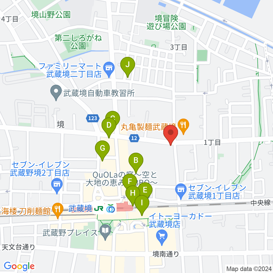 武蔵境スタット周辺のカフェ一覧地図