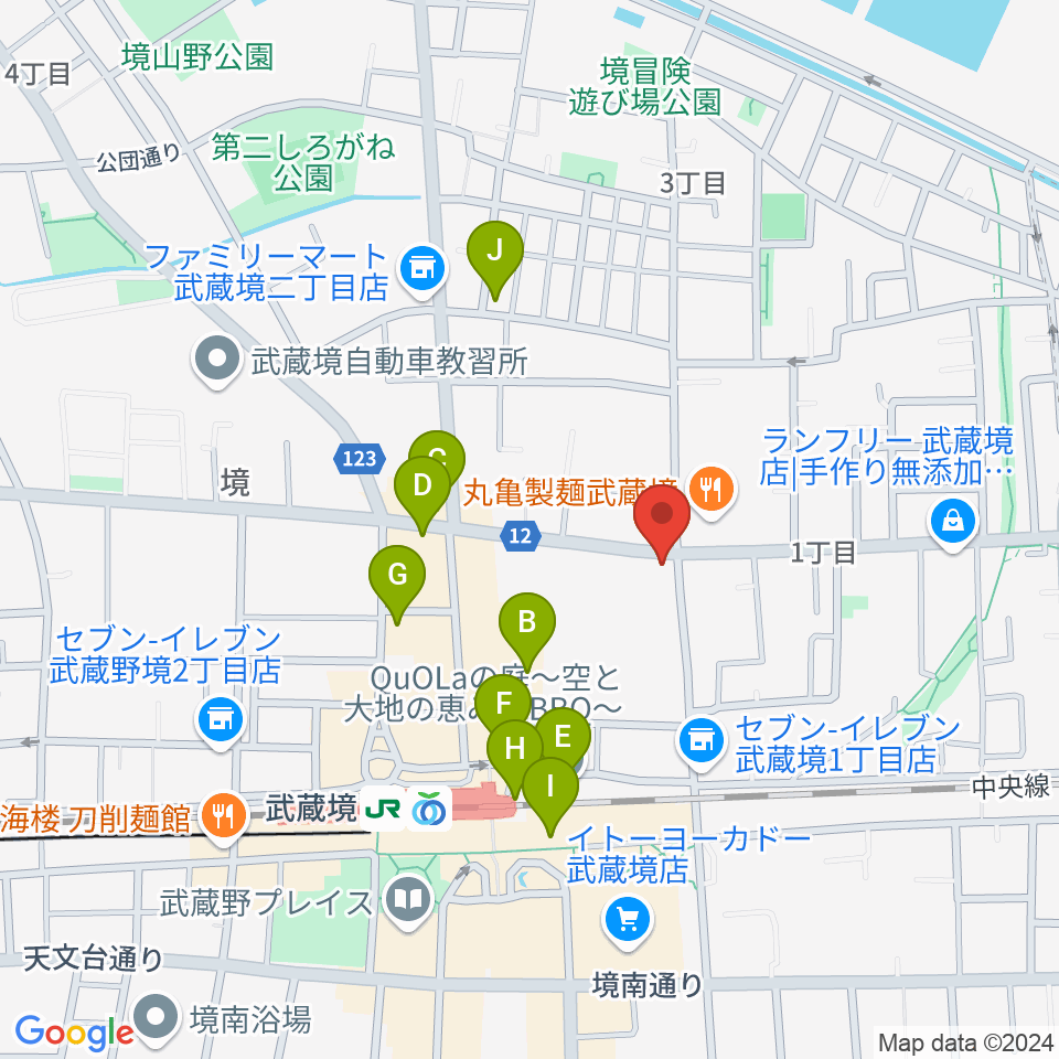 武蔵境スタット周辺のカフェ一覧地図