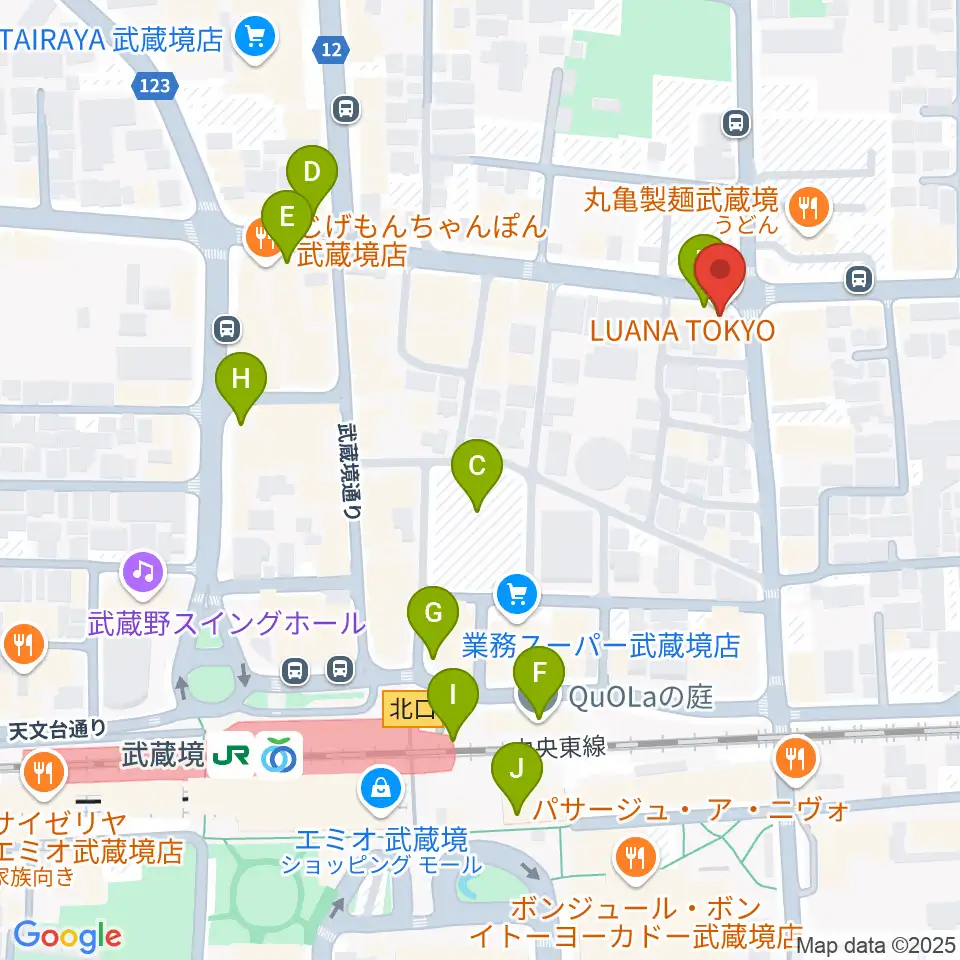 武蔵境スタット周辺のカフェ一覧地図