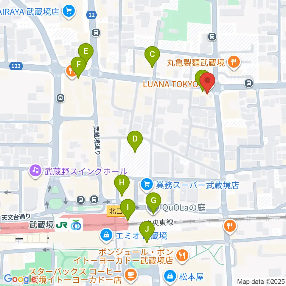 武蔵境スタット周辺のカフェ一覧地図