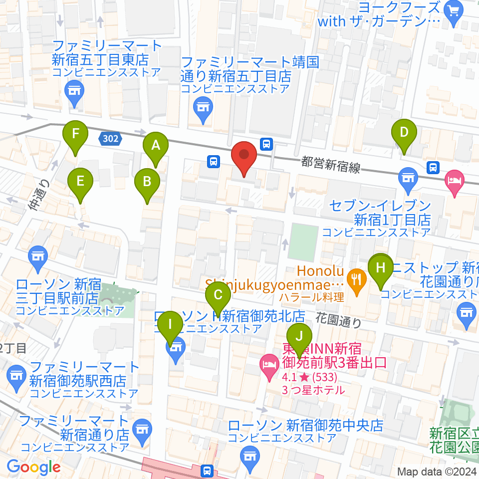 新宿カールモール周辺のカフェ一覧地図