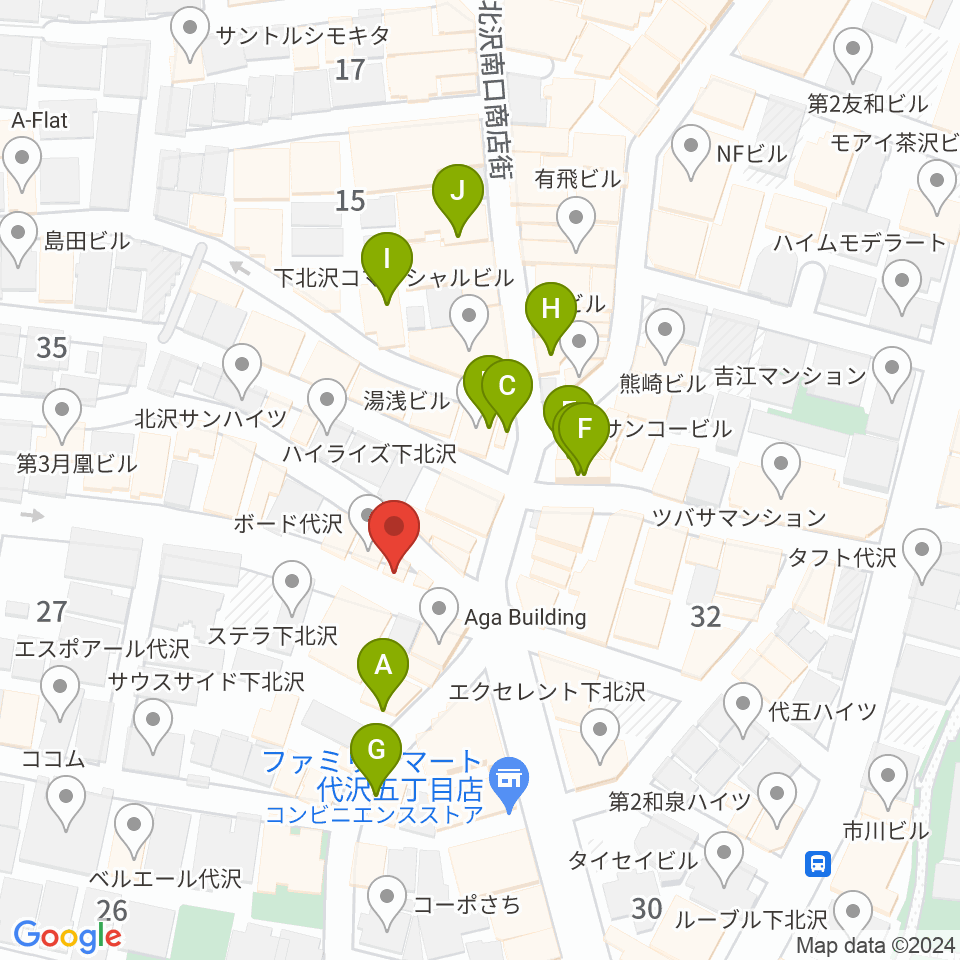 下北沢lete周辺のカフェ一覧地図