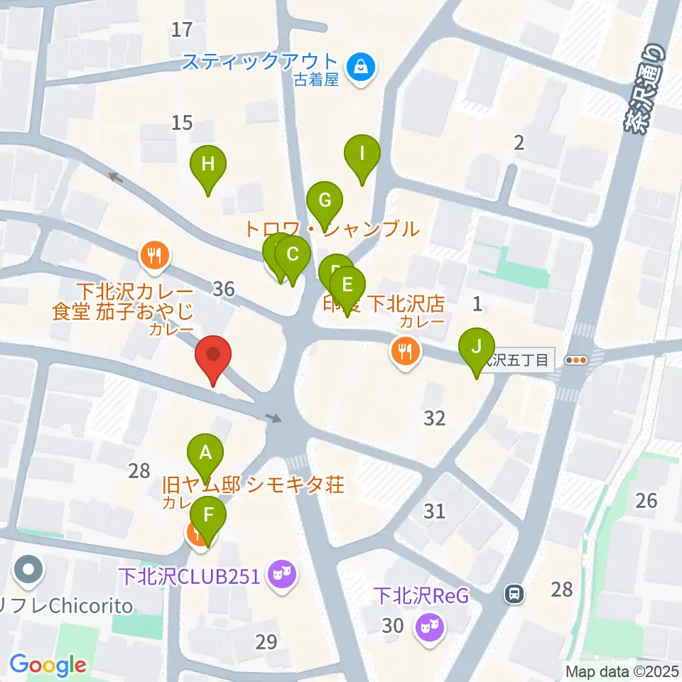 下北沢lete周辺のカフェ一覧地図