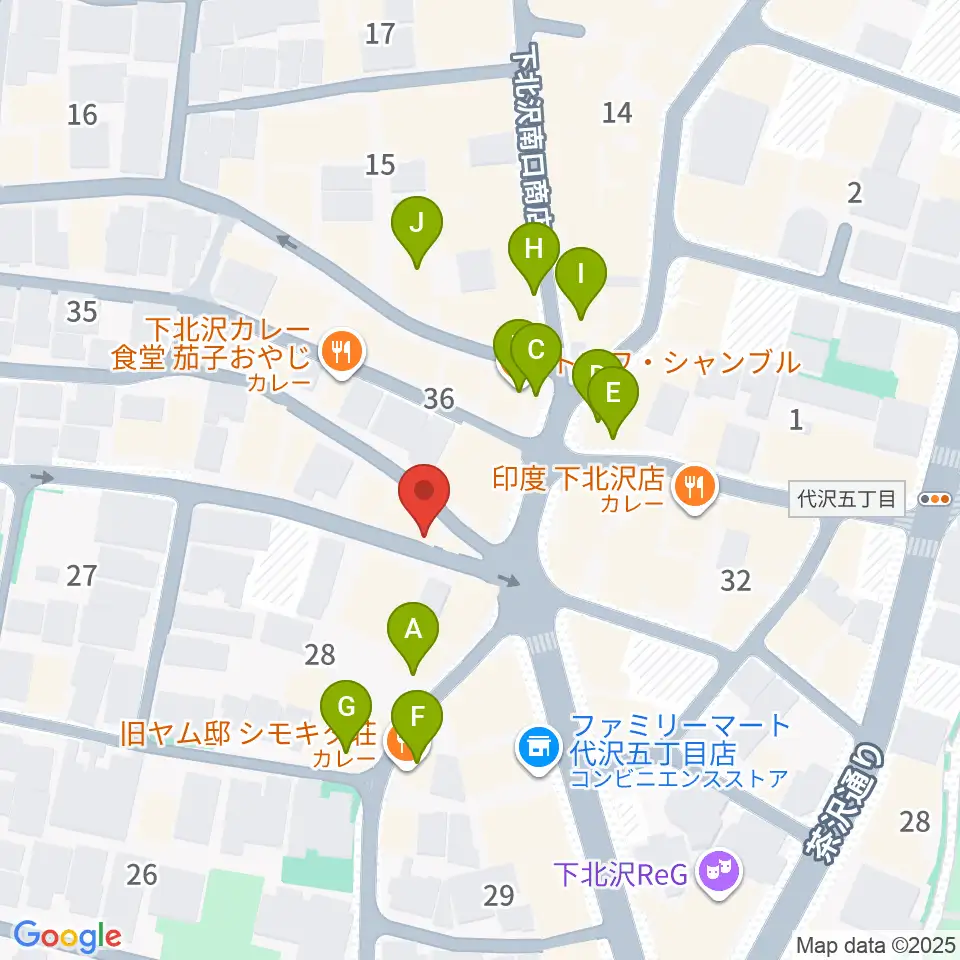 下北沢lete周辺のカフェ一覧地図