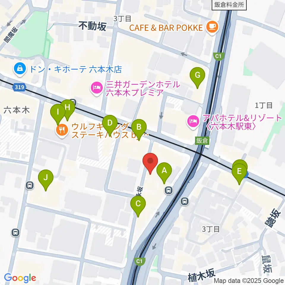六本木ホオキパスクエア周辺のカフェ一覧地図