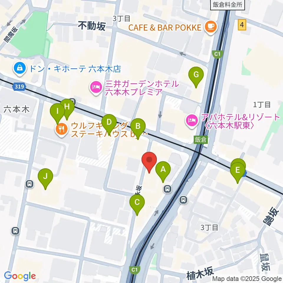 六本木ホオキパスクエア周辺のカフェ一覧地図
