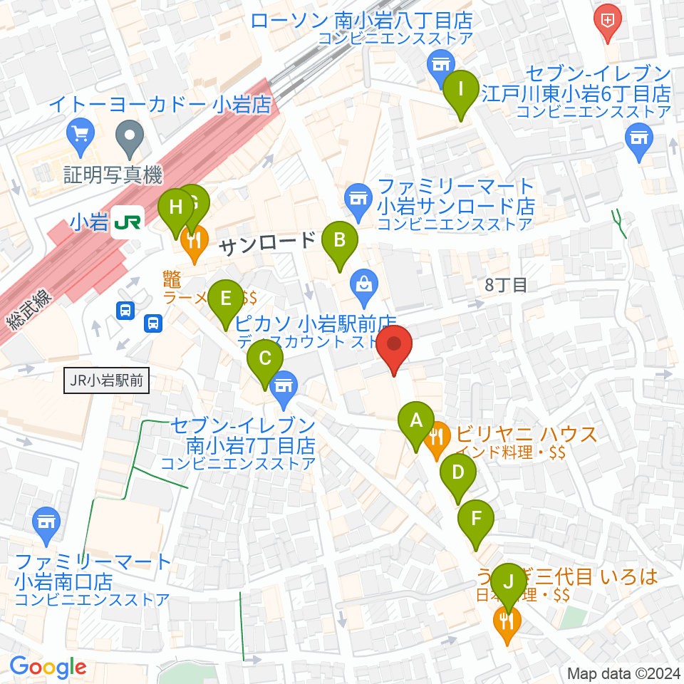 小岩BUSHBASH周辺のカフェ一覧地図