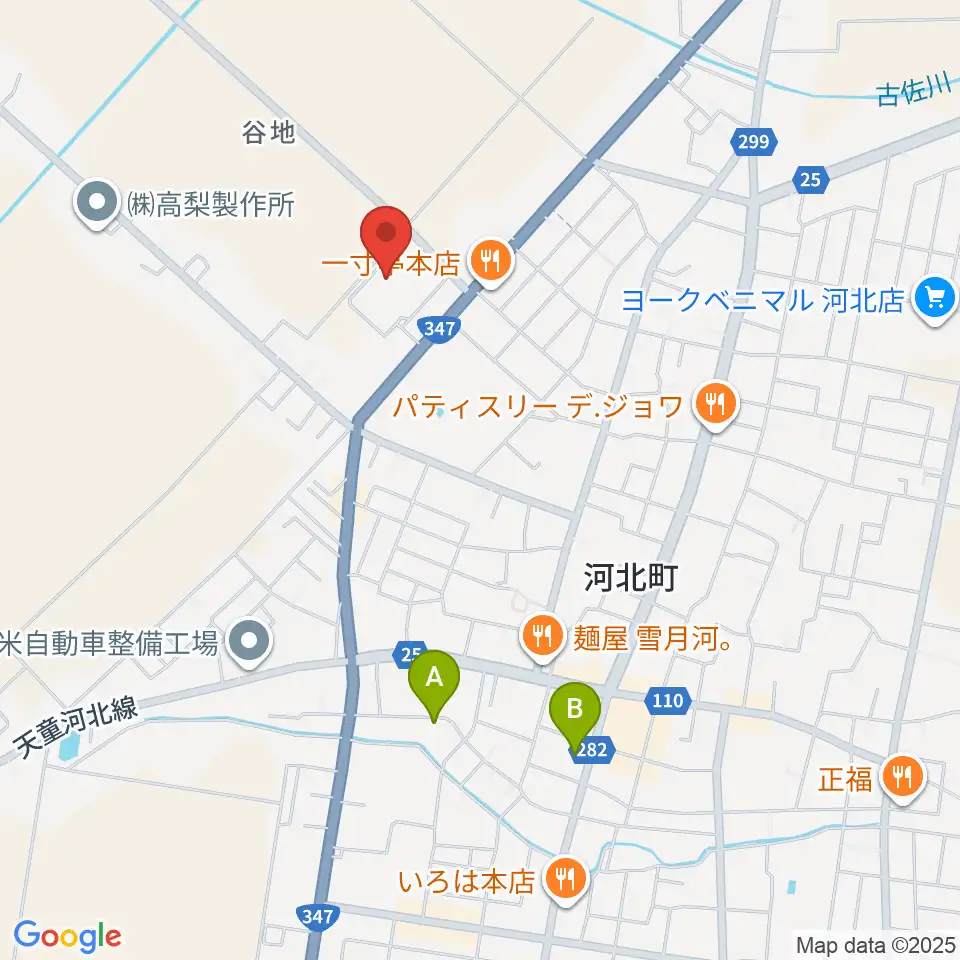 河北町総合交流センター サハトべに花周辺のカフェ一覧地図