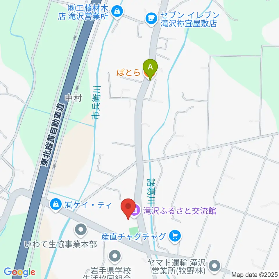滝沢ふるさと交流館周辺のカフェ一覧地図