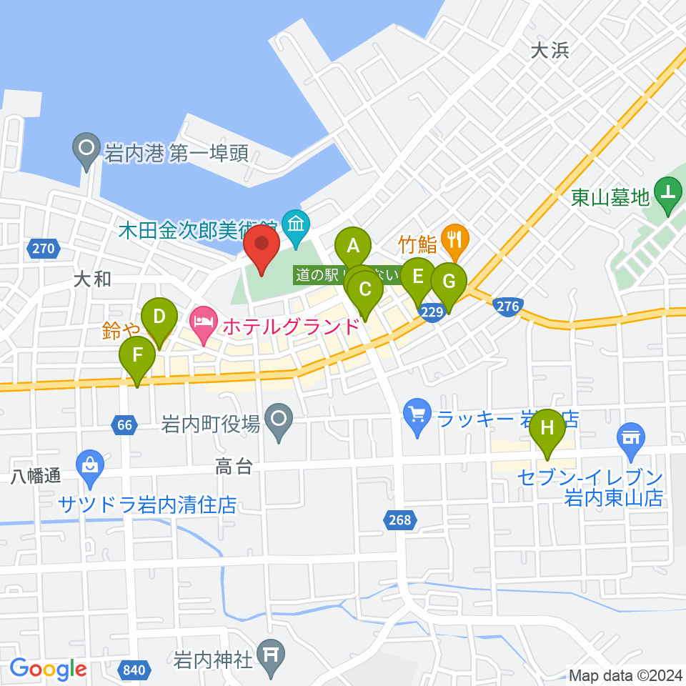 岩内地方文化センター周辺のカフェ一覧地図