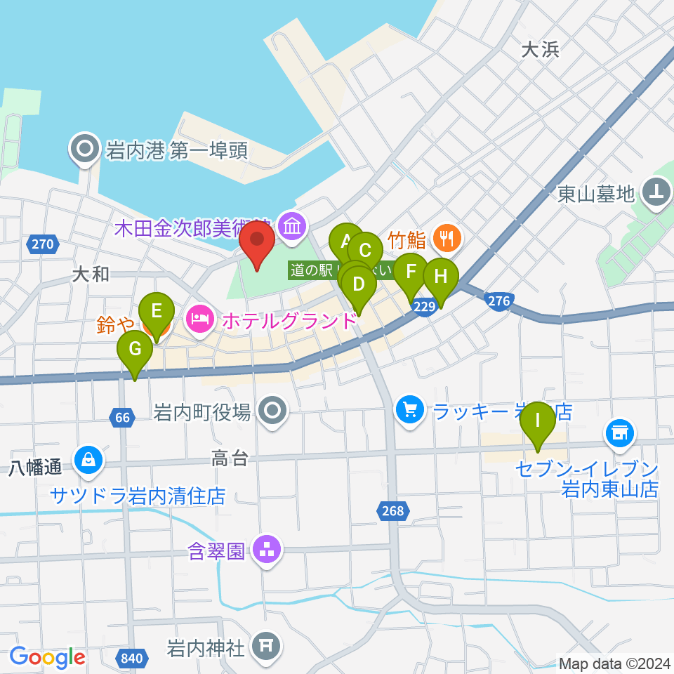 岩内地方文化センター周辺のカフェ一覧地図