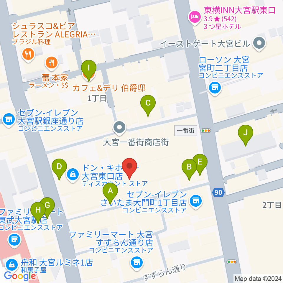 島村楽器 大宮店周辺のカフェ一覧地図