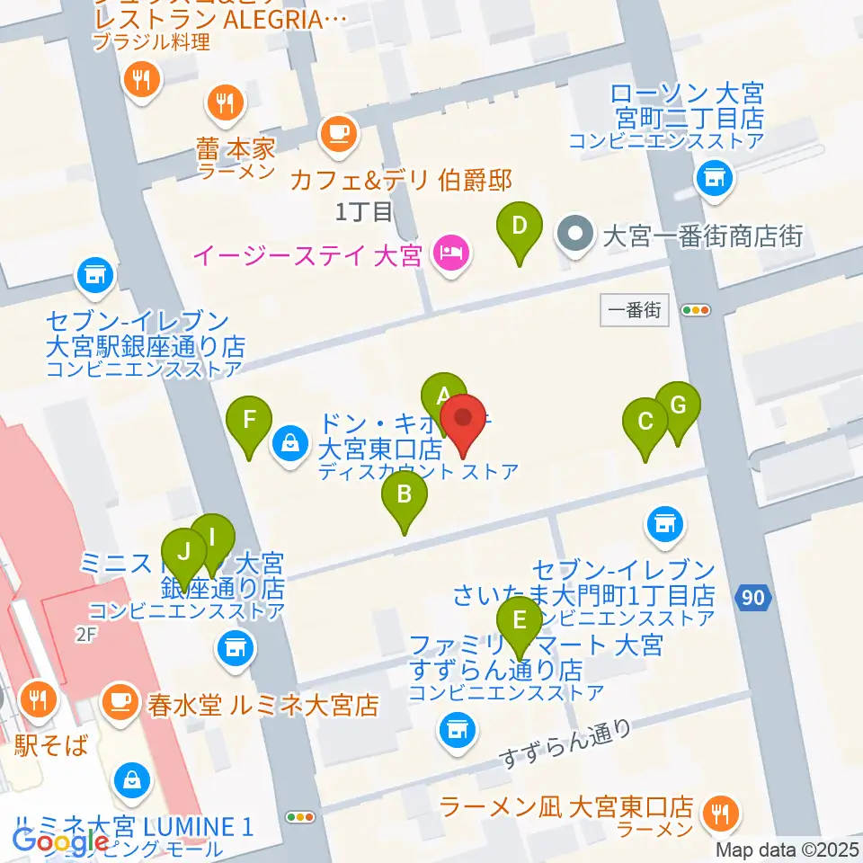 島村楽器 大宮店周辺のカフェ一覧地図