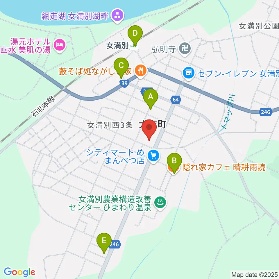 大空町教育文化会館周辺のカフェ一覧地図