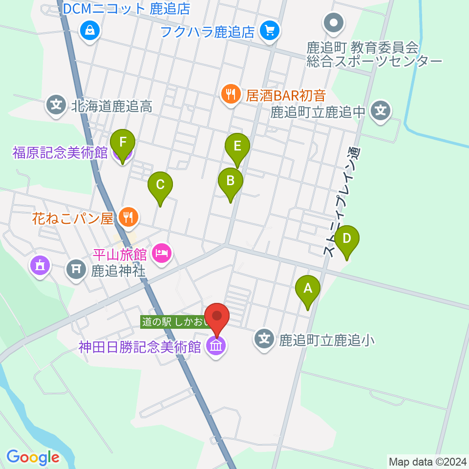 鹿追町民ホール周辺のカフェ一覧地図