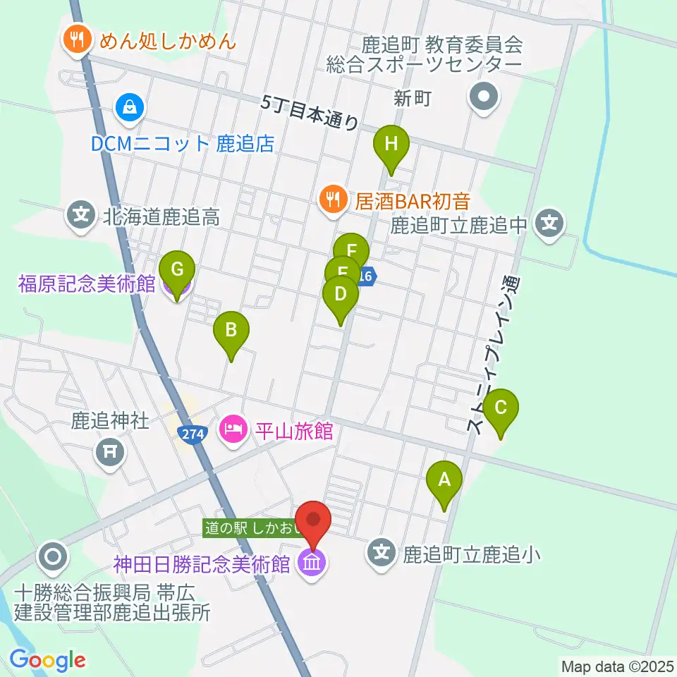 鹿追町民ホール周辺のカフェ一覧地図
