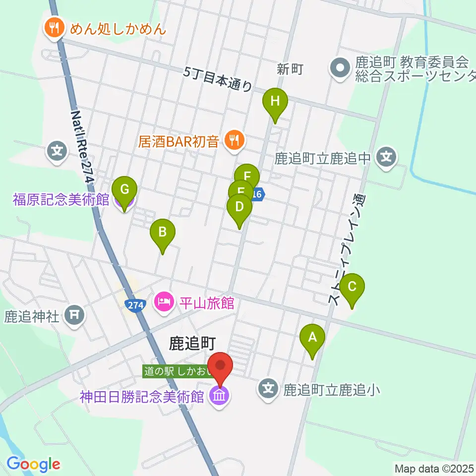 鹿追町民ホール周辺のカフェ一覧地図