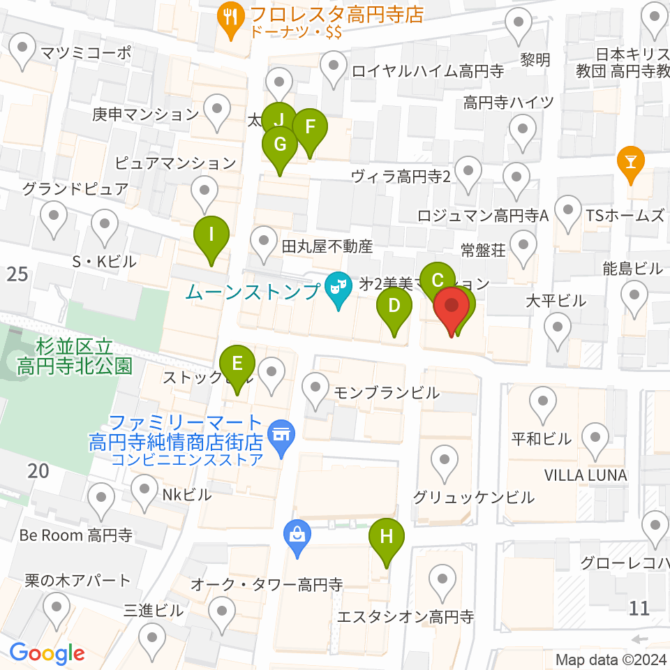 AVガレージ 中古楽器店周辺のカフェ一覧地図