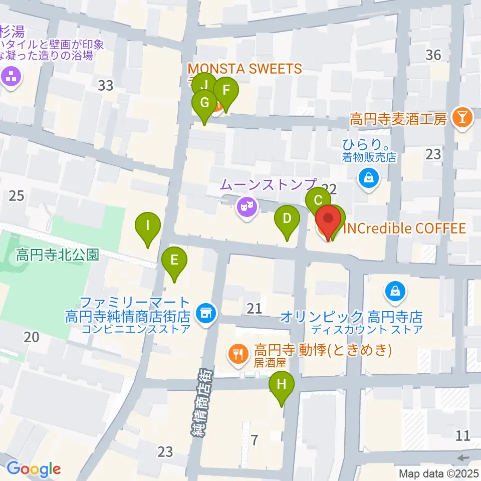 AVガレージ 中古楽器店周辺のカフェ一覧地図