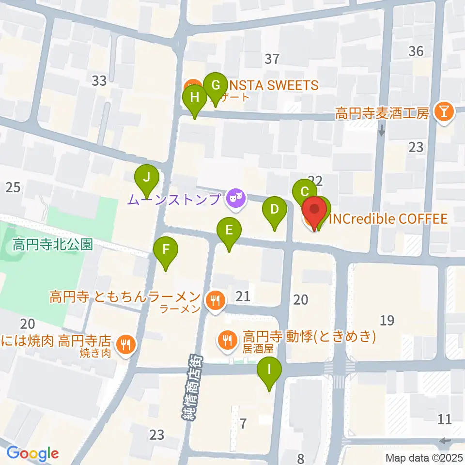 AVガレージ 中古楽器店周辺のカフェ一覧地図