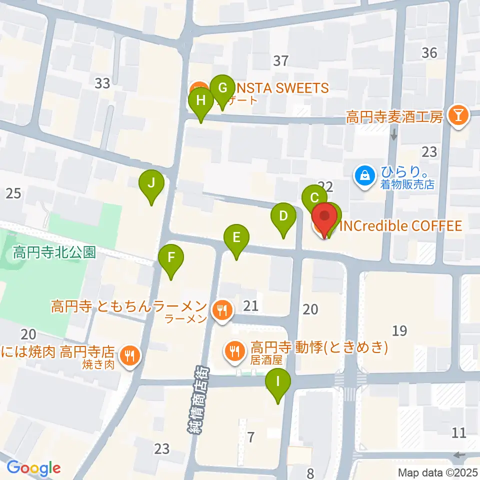 AVガレージ 中古楽器店周辺のカフェ一覧地図