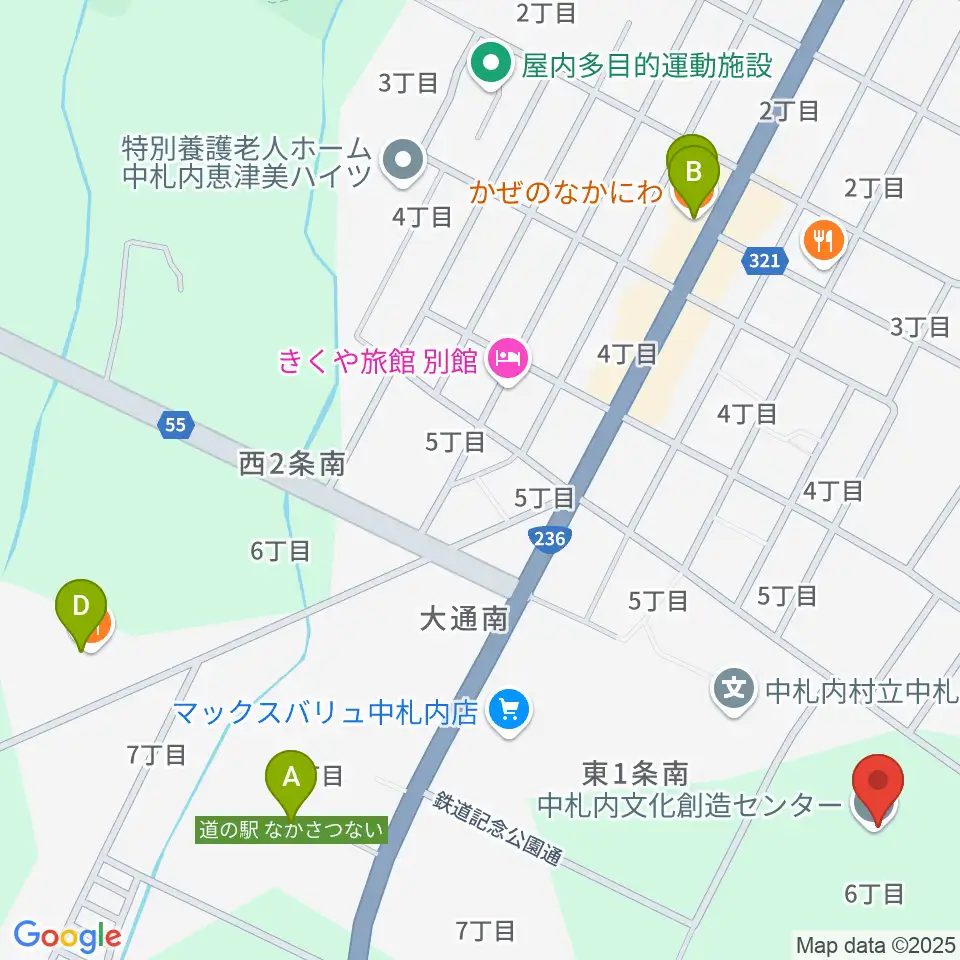 中札内文化創造センター ハーモニーホール周辺のカフェ一覧地図