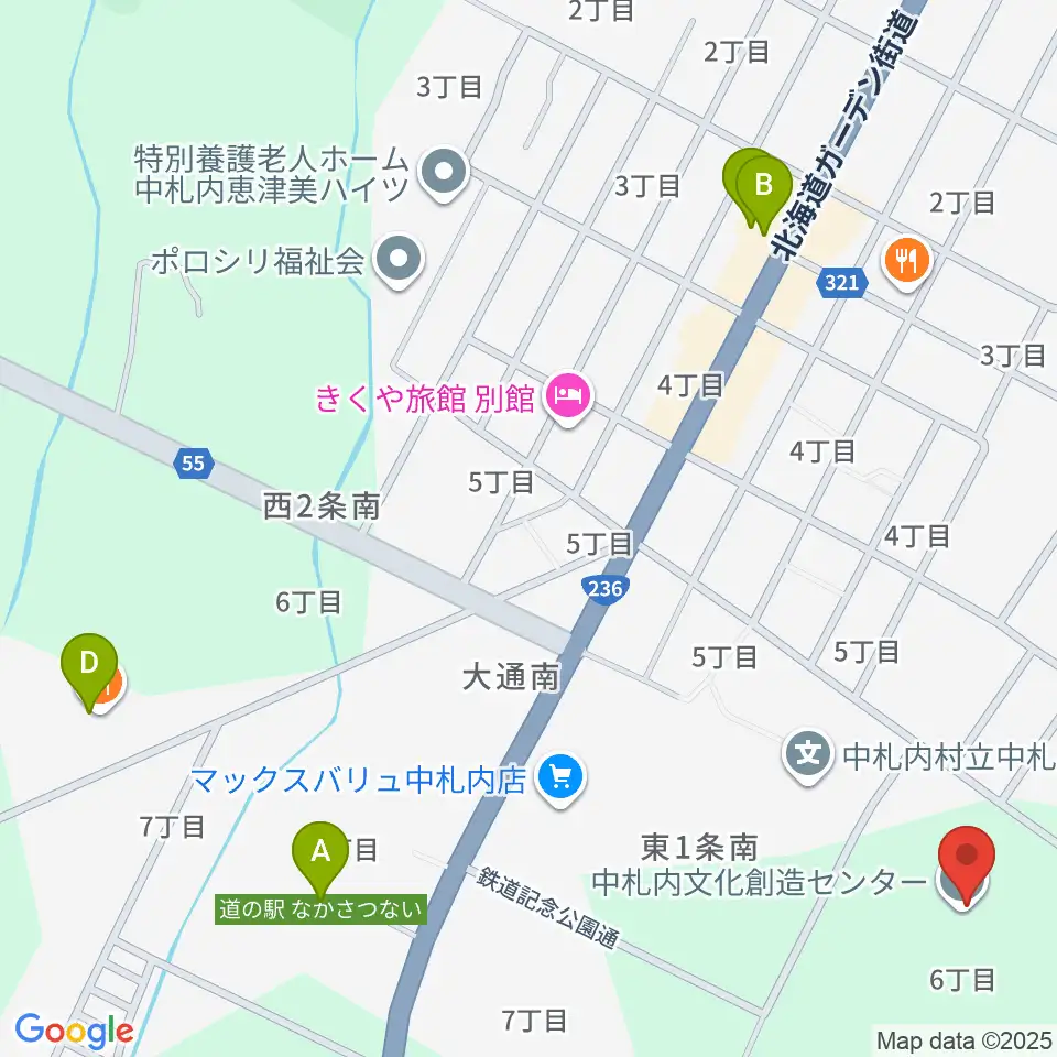 中札内文化創造センター ハーモニーホール周辺のカフェ一覧地図