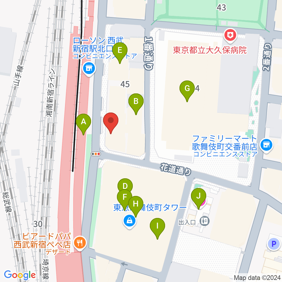 スタジオミュージックシティ周辺のカフェ一覧地図