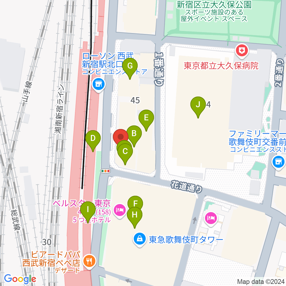 スタジオミュージックシティ周辺のカフェ一覧地図