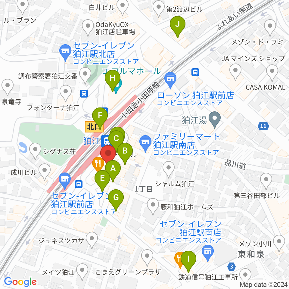 狛江スタジオBEN辿（ベンテン）周辺のカフェ一覧地図