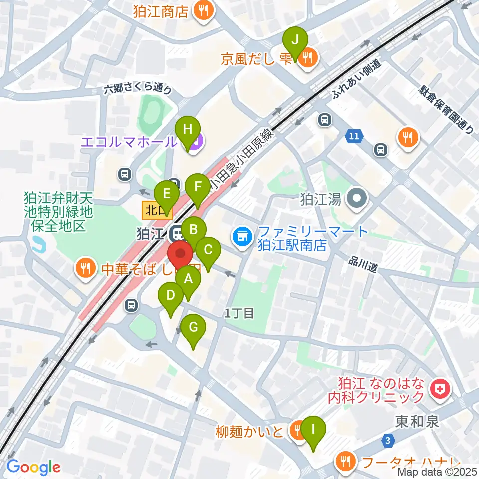 狛江スタジオBEN辿(ベンテン)周辺のカフェ一覧地図