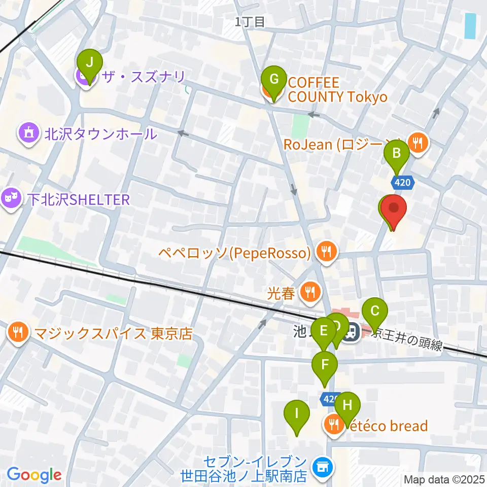 タカギズ・ホーム周辺のカフェ一覧地図