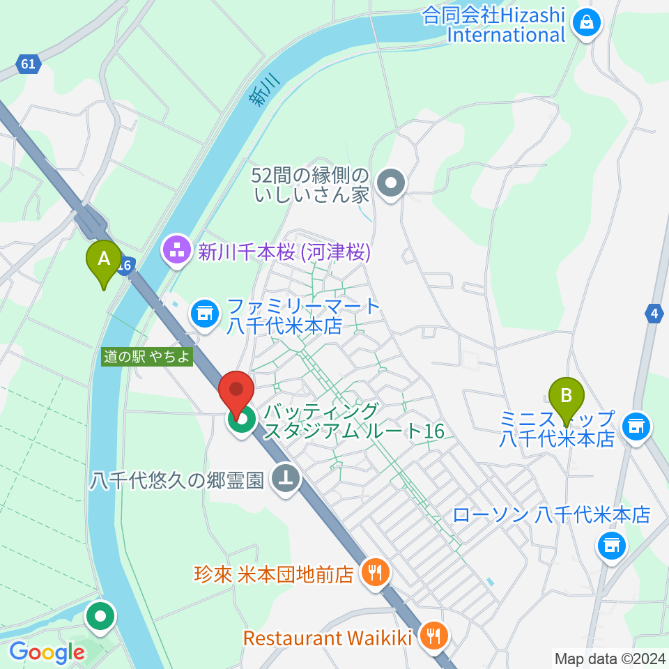 島村楽器ピアノショールーム八千代店周辺のカフェ一覧地図