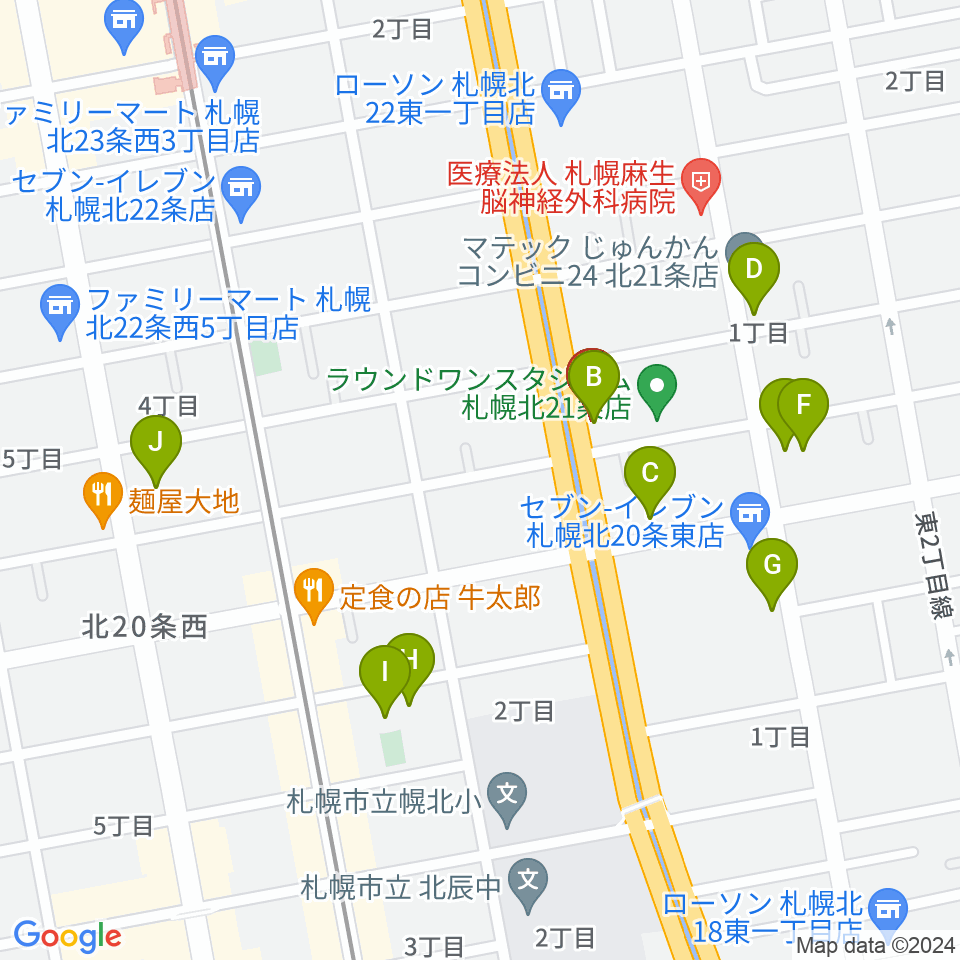 札幌スタジオミルク周辺のカフェ一覧地図
