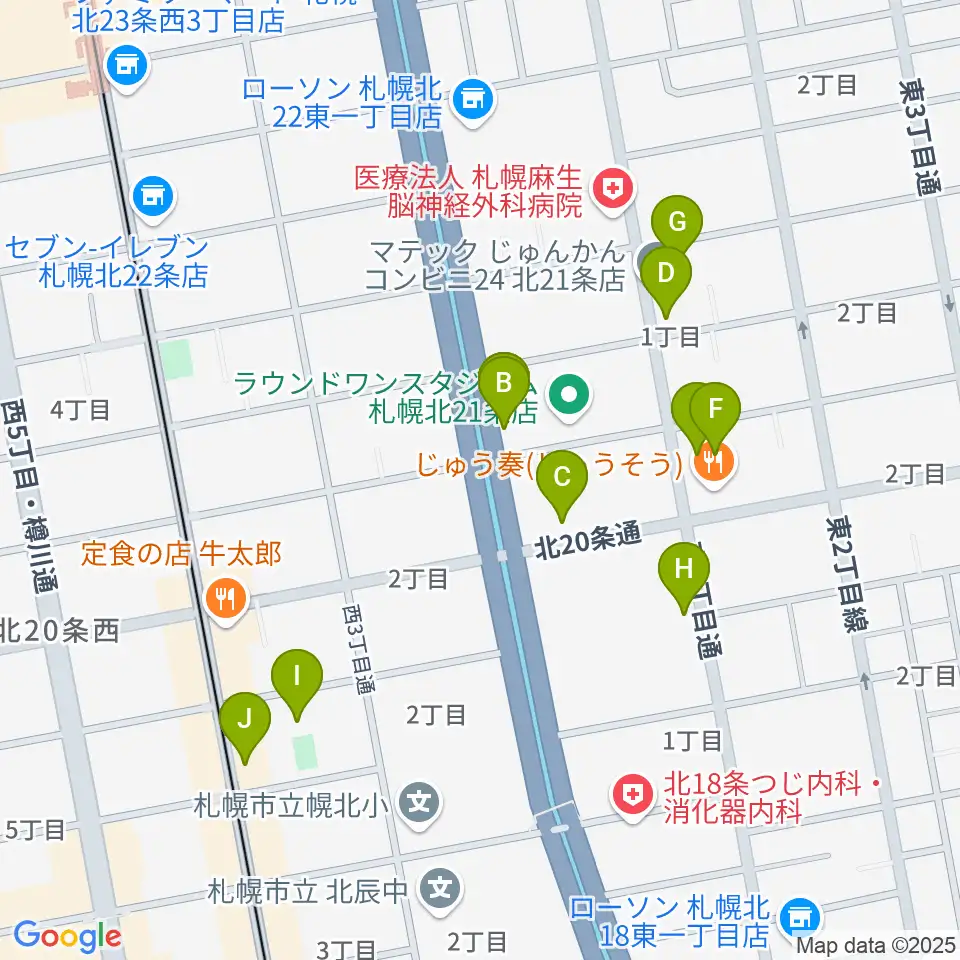 札幌スタジオミルク周辺のカフェ一覧地図