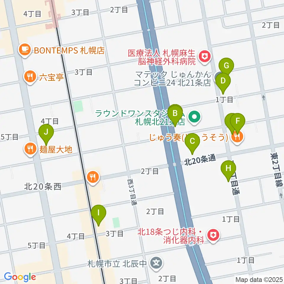 札幌スタジオミルク周辺のカフェ一覧地図