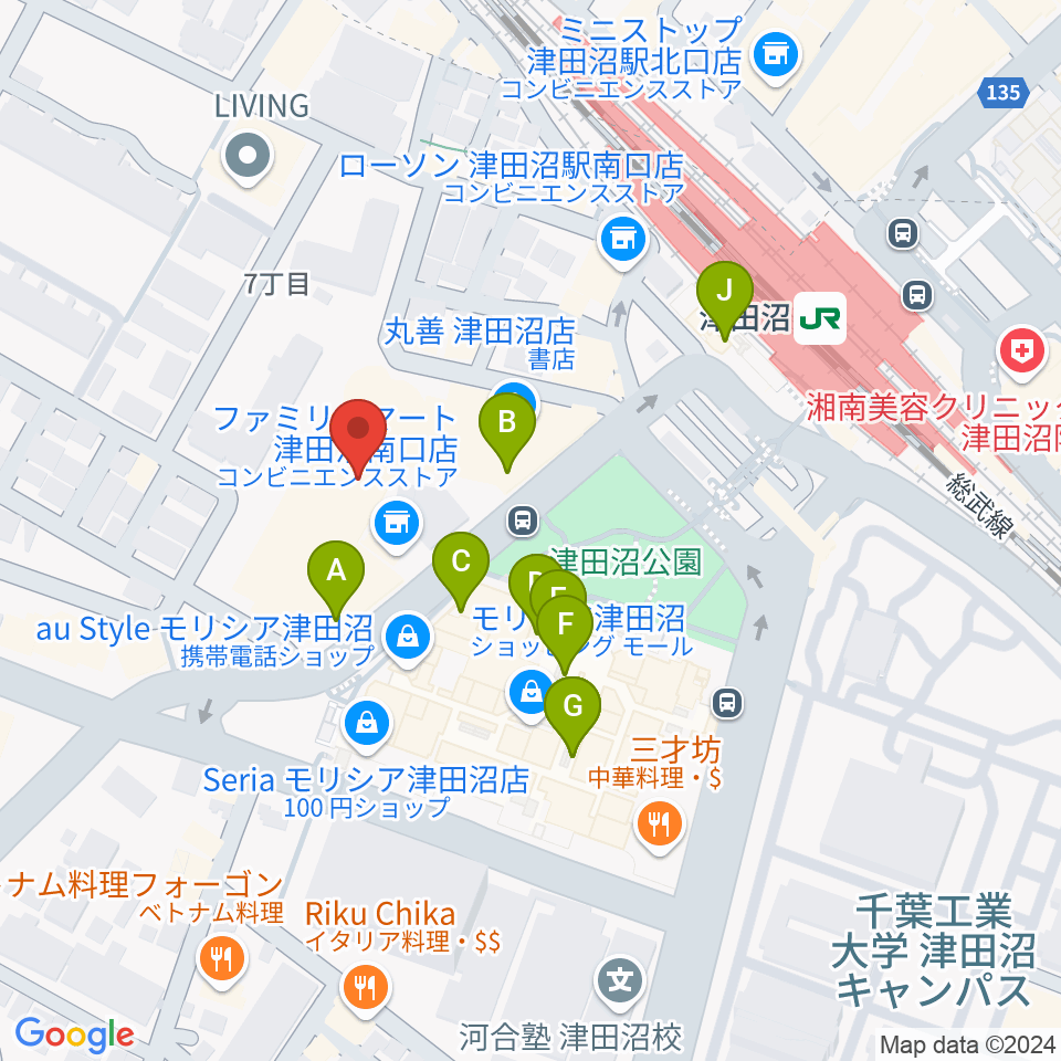 島村楽器 ロハル津田沼店周辺のカフェ一覧地図