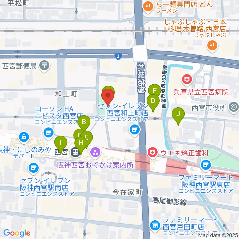 阪神西宮ゴールウェイ周辺のカフェ一覧地図